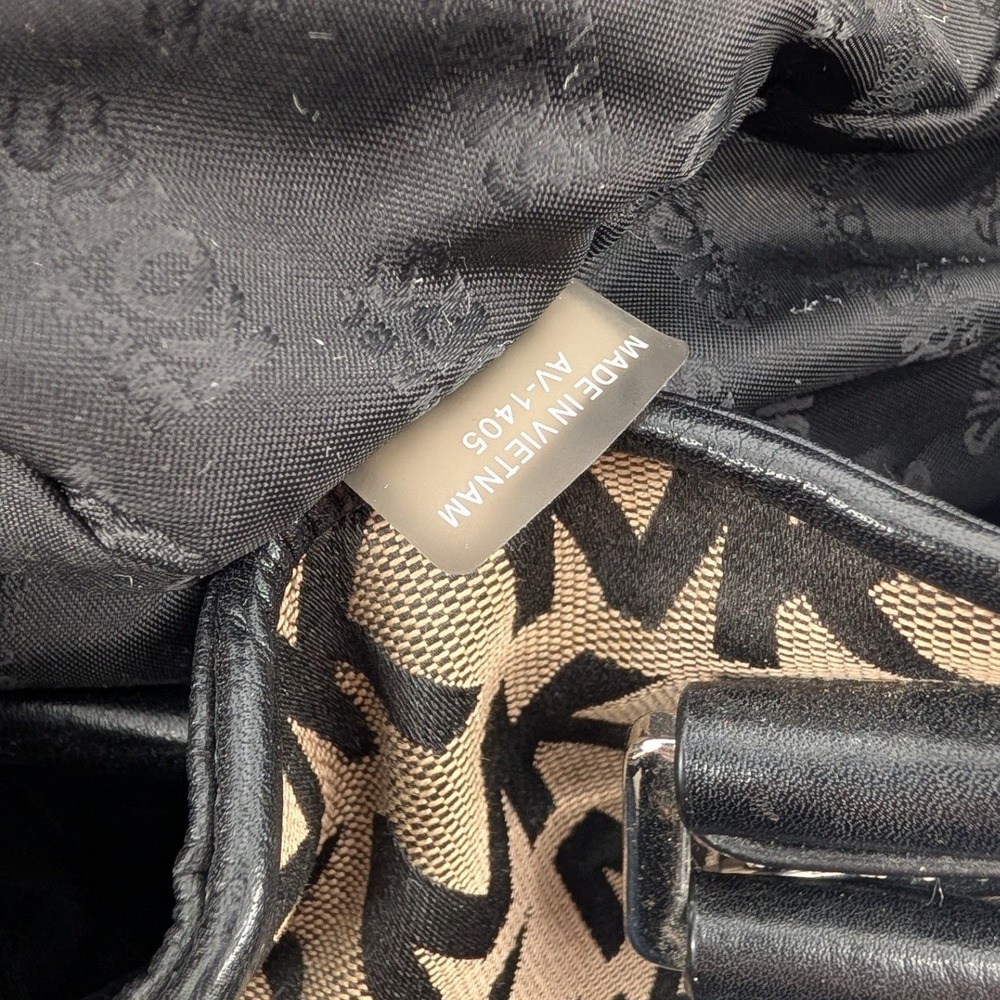 Michael Kors Bedford Signature MK Jacquard Satchel Bag Black Beige w/ Strap MK - Picture 10 of 11